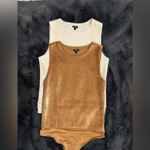 Express Body Contour sequence bodysuits in a size Large. 2 pack bundle cream/tan